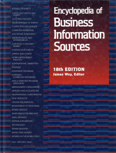 ENCYCLOPEDIA of Business Information Sources : A Bibliographic Guide to More Than 35000 Citations Covering Over 1100 Subjects of Interest to Business Personnel