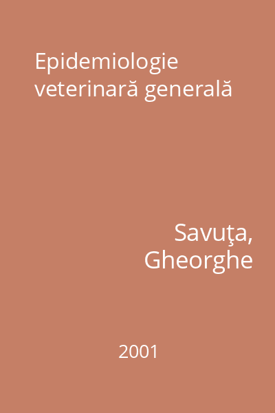 Epidemiologie veterinară generală
