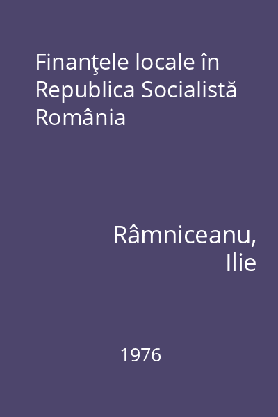Finanţele locale în Republica Socialistă România