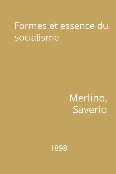 Formes et essence du socialisme