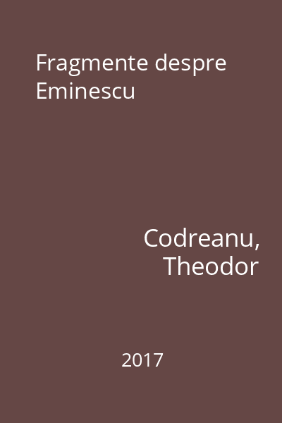 Fragmente despre Eminescu