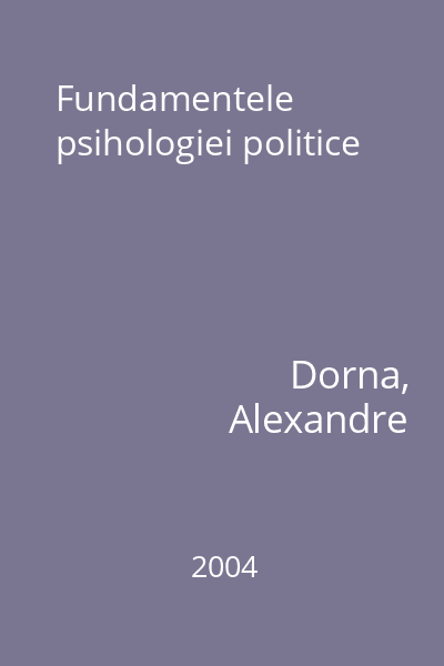 Fundamentele psihologiei politice