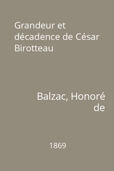Grandeur et décadence de César Birotteau