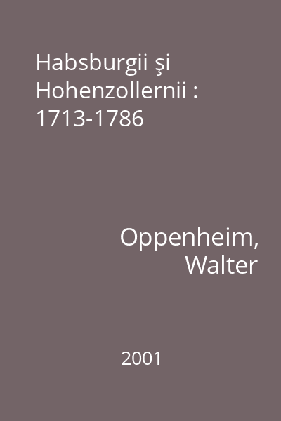 Habsburgii şi Hohenzollernii : 1713-1786