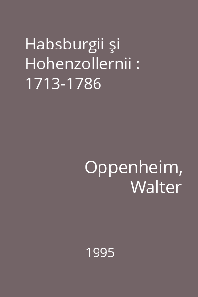 Habsburgii şi Hohenzollernii : 1713-1786