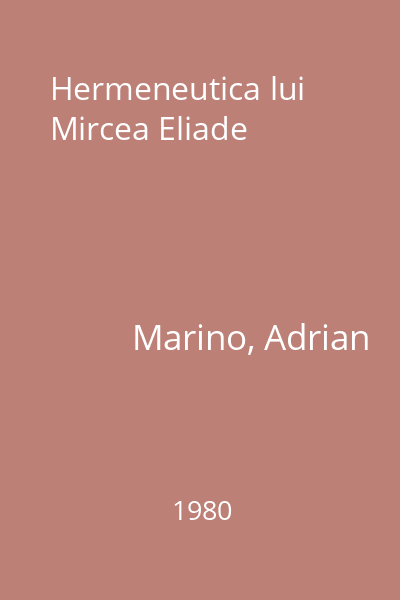 Hermeneutica lui Mircea Eliade
