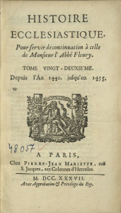 Histoire ecclésiastique : pour servir de continuation à celle de monsieur l'abbé Fleury Vol.22