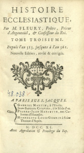 Histoire ecclésiastique : pour servir de continuation à celle de monsieur l'abbé Fleury Vol.3