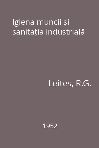 Igiena muncii și sanitația industrială