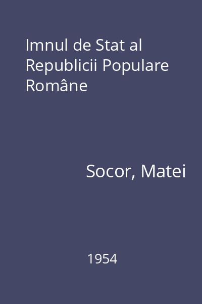 Imnul de Stat al Republicii Populare Române