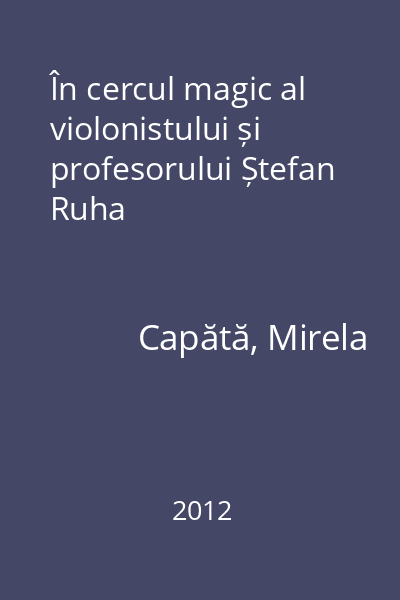 În cercul magic al violonistului și profesorului Ștefan Ruha