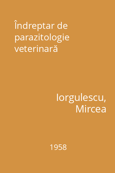 Îndreptar de parazitologie veterinară