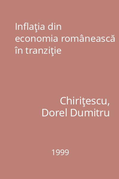 Inflaţia din economia românească în tranziţie