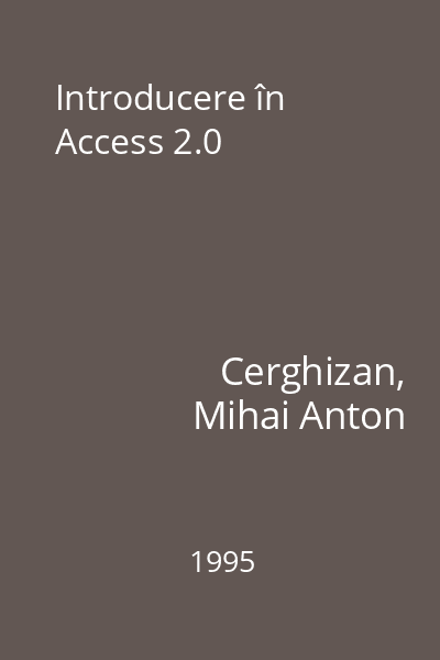 Introducere în Access 2.0