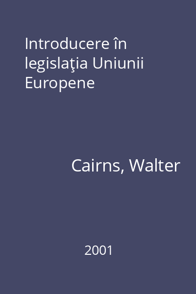 Introducere în legislaţia Uniunii Europene