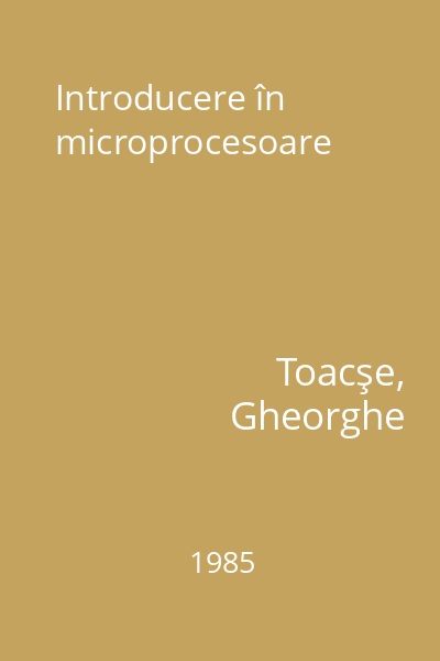 Introducere în microprocesoare