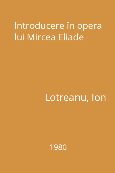 Introducere în opera lui Mircea Eliade