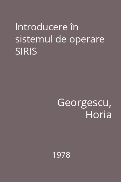 Introducere în sistemul de operare SIRIS