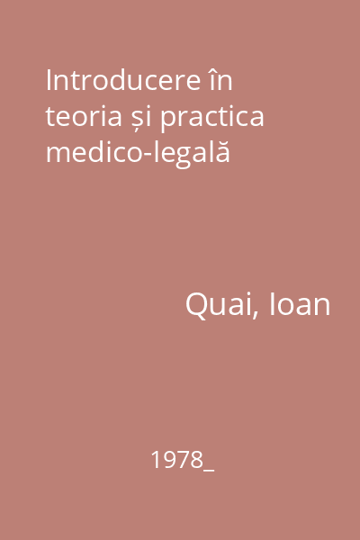 Introducere în teoria și practica medico-legală