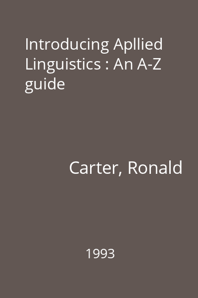 Introducing Apllied Linguistics : An A-Z guide