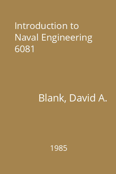 Introduction to Naval Engineering 6081