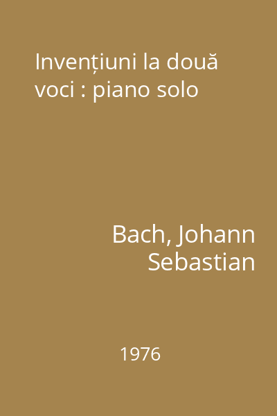 Invențiuni la două voci : piano solo