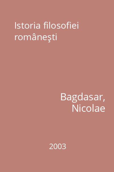 Istoria filosofiei româneşti
