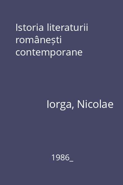 Istoria literaturii românești contemporane