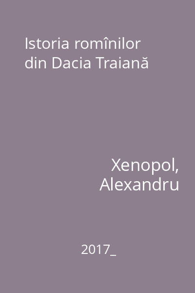 Istoria romînilor din Dacia Traiană