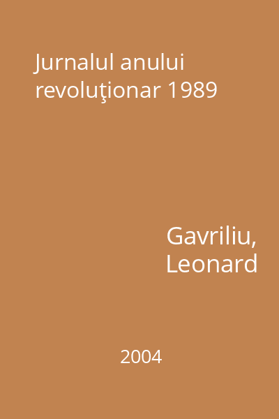 Jurnalul anului revoluţionar 1989