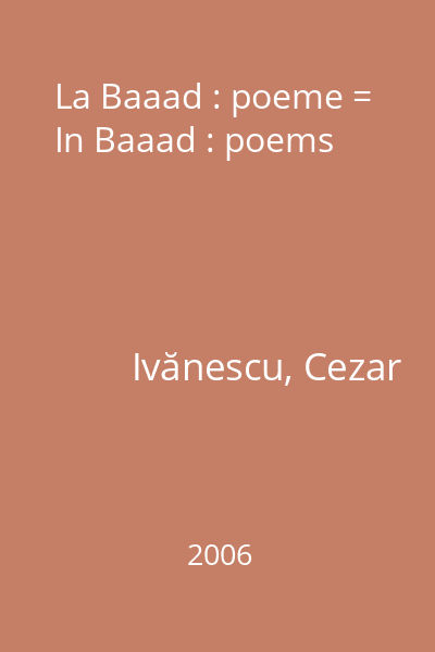 La Baaad : poeme = In Baaad : poems