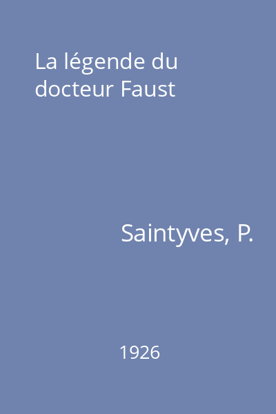 La légende du docteur Faust