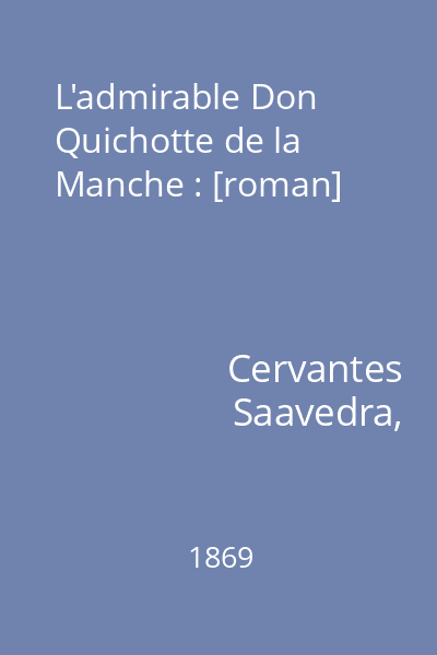 L'admirable Don Quichotte de la Manche : [roman]