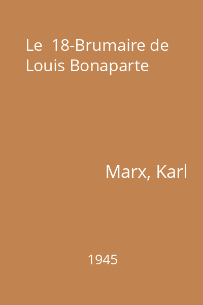 Le  18-Brumaire de Louis Bonaparte