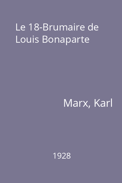 Le 18-Brumaire de Louis Bonaparte