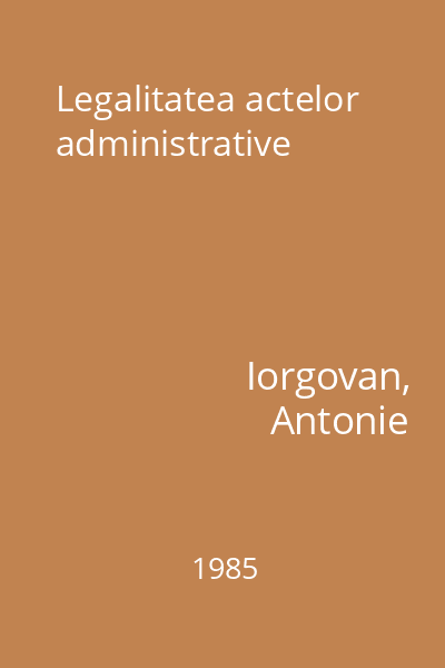Legalitatea actelor administrative