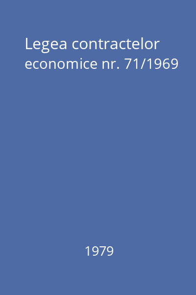 Legea contractelor economice nr. 71/1969