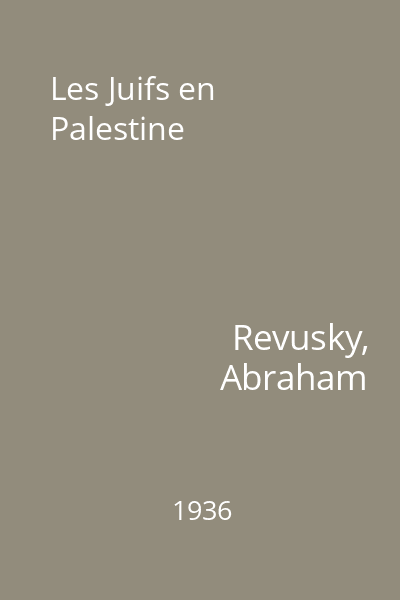 Les Juifs en Palestine
