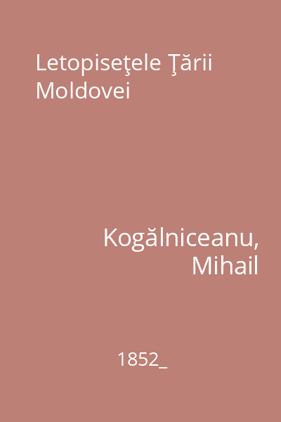 Letopiseţele Ţării Moldovei