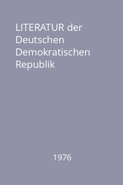 LITERATUR der Deutschen Demokratischen Republik