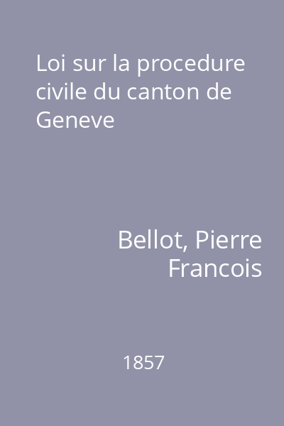 Loi sur la procedure civile du canton de Geneve