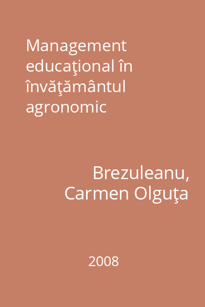 Management educaţional în învăţământul agronomic