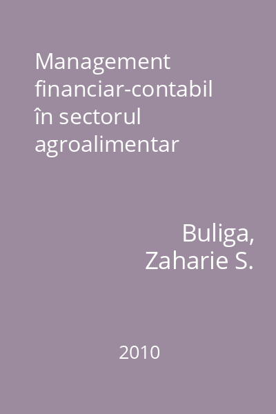 Management financiar-contabil în sectorul agroalimentar