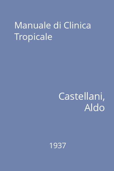 Manuale di Clinica Tropicale