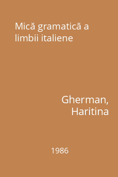 Mică gramatică a limbii italiene