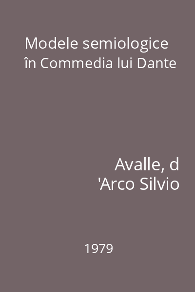 Modele semiologice în Commedia lui Dante