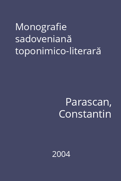Monografie sadoveniană toponimico-literară