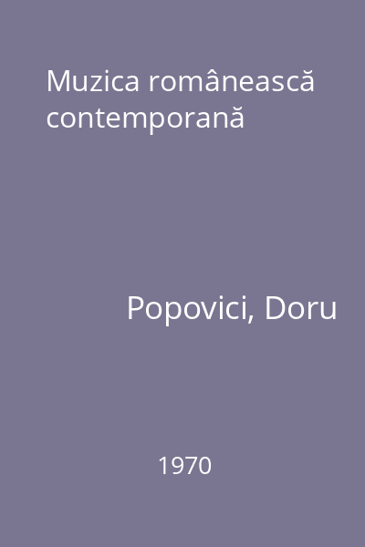 Muzica românească contemporană