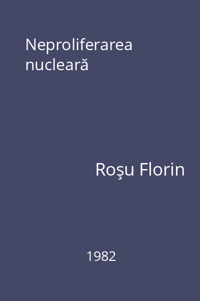 Neproliferarea nucleară