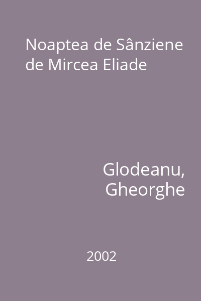 Noaptea de Sânziene de Mircea Eliade